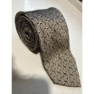 ROBERTO VILLINI Men's 100% Silk Necktie Silver Designer Geometric Hand Made 58x4